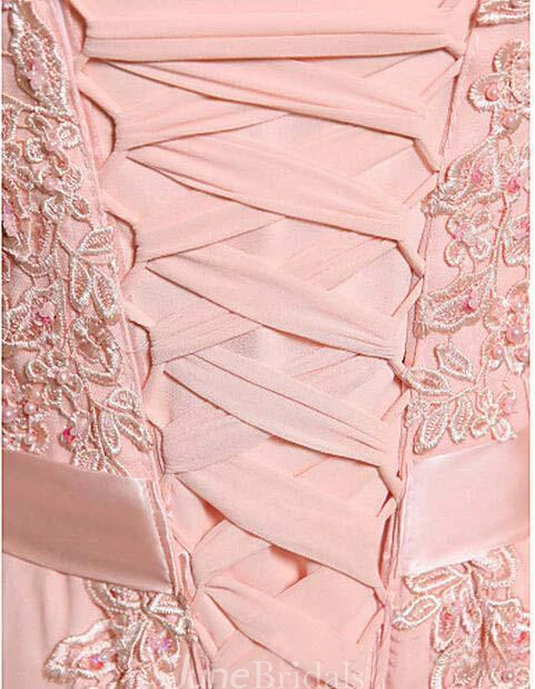 Sexy A-line Jewel Chiffon Prom Dress Lace Appliques