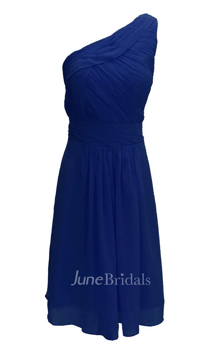 One-shoudler Short Dress With Ruched Waist