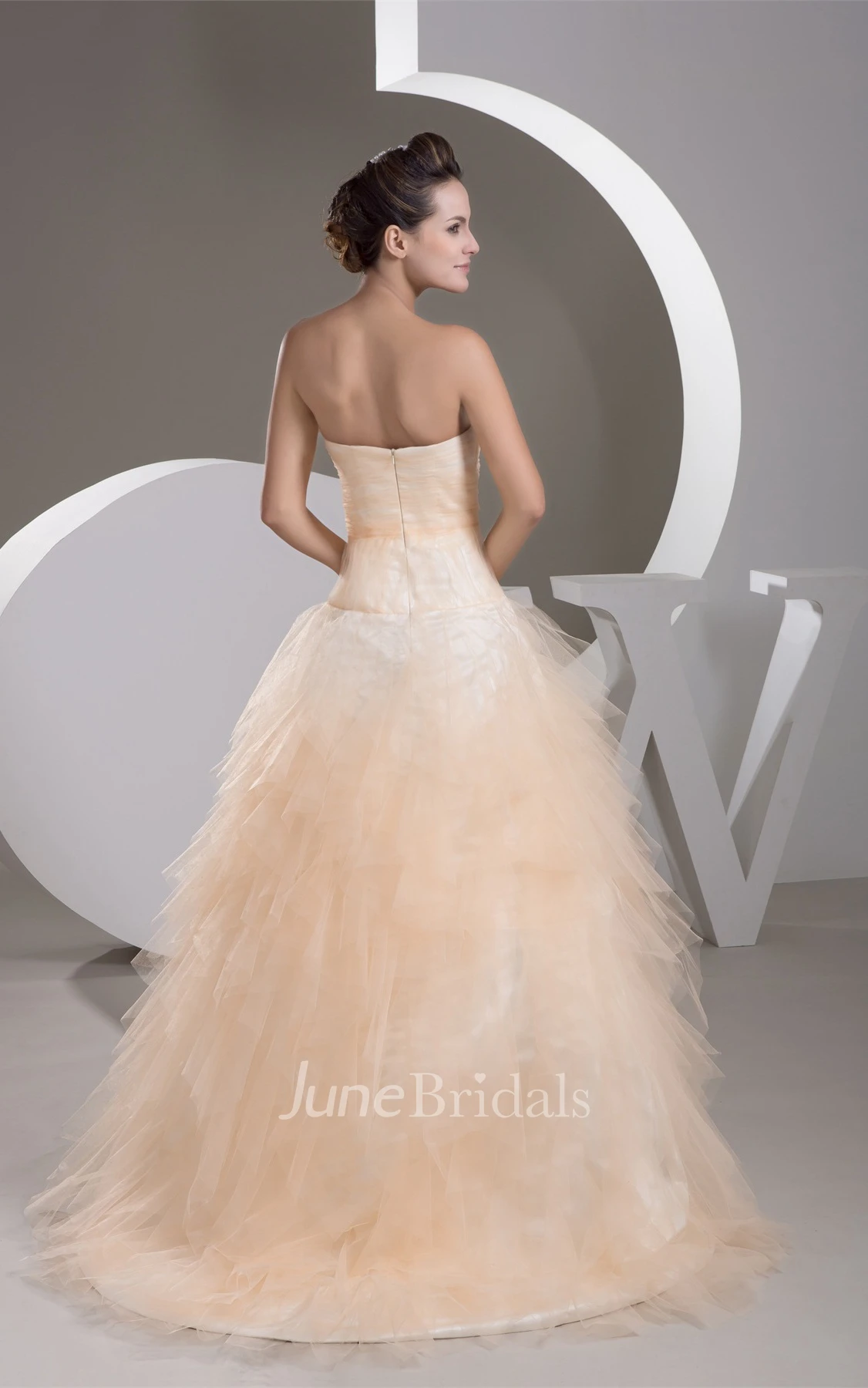Sweetheart Tulle Ball Gown with Ruching and Brush Train