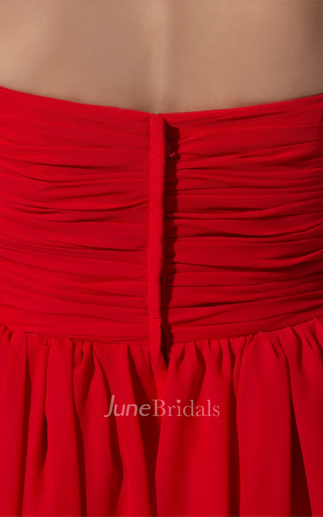 Sweetheart Beaded High-Low Dress with Ruffles and Rhinestone