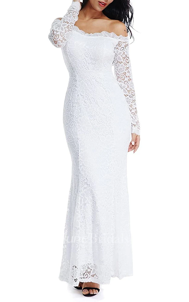 Mermaid Off-the-shoulder Lace Evening Dress With Sash