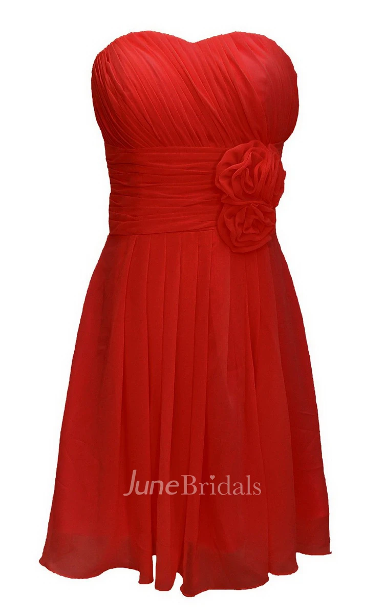 Delicate Sweetheart Short Dress With Floral Band