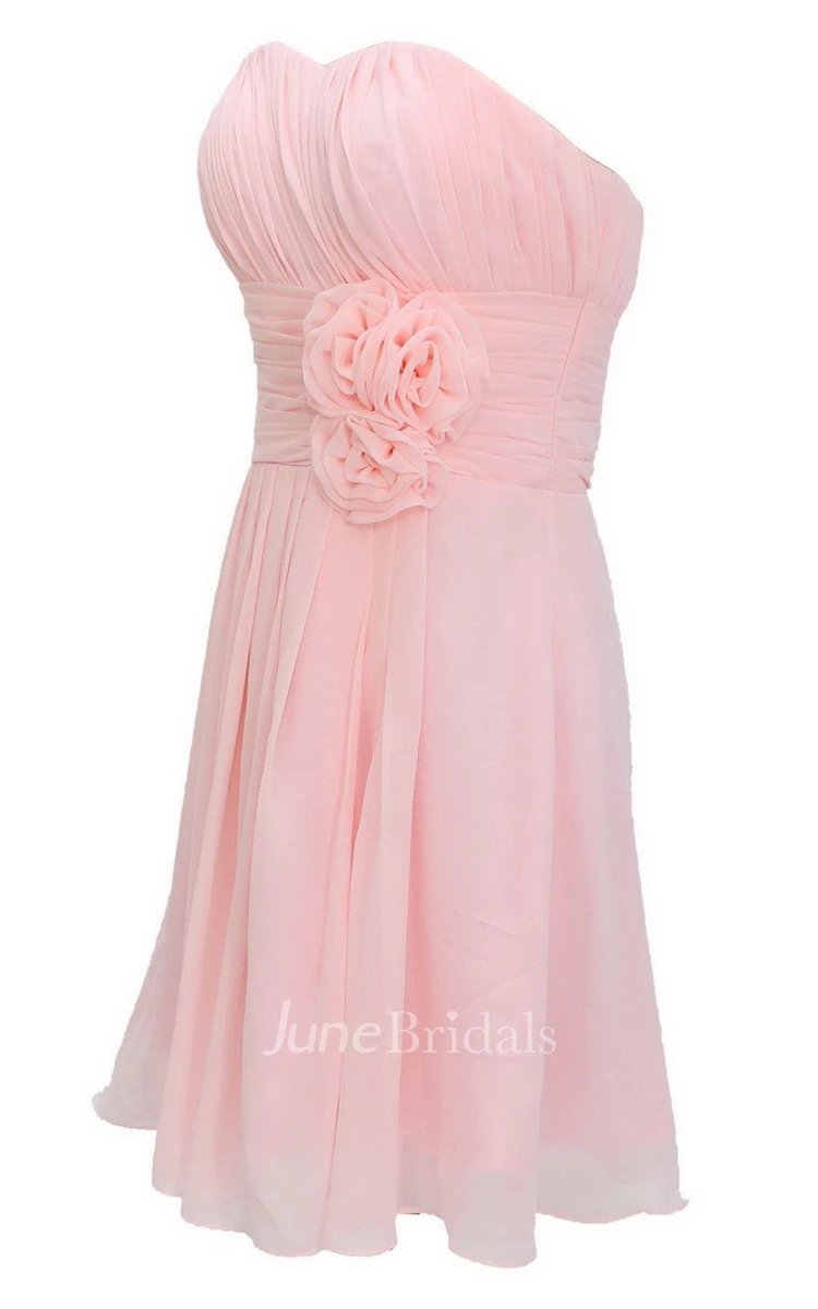 Delicate Sweetheart Short Dress With Floral Band