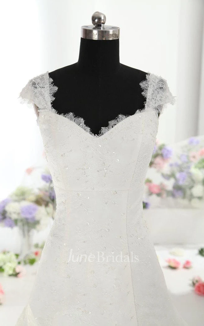 Beautiful Lace Mermaid Wedding Dress With Cap Sleeves Made to Order