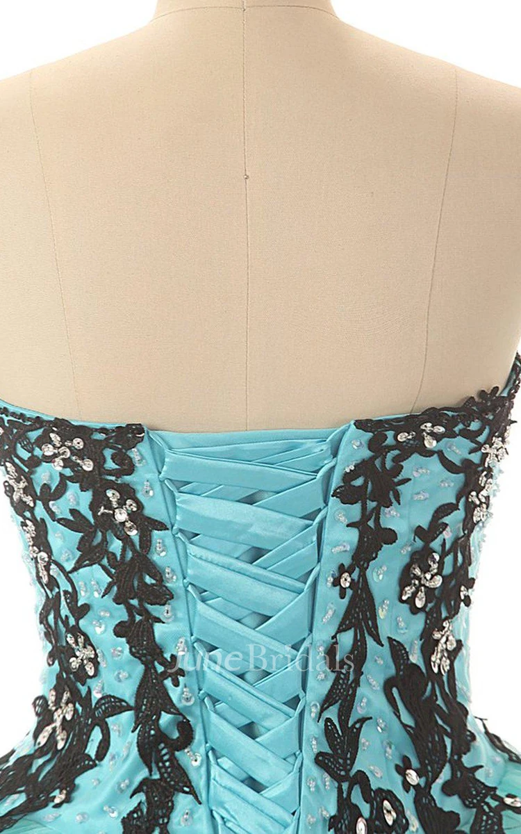 Sweetheart A-line Ball Gown With Appliques and Beadings