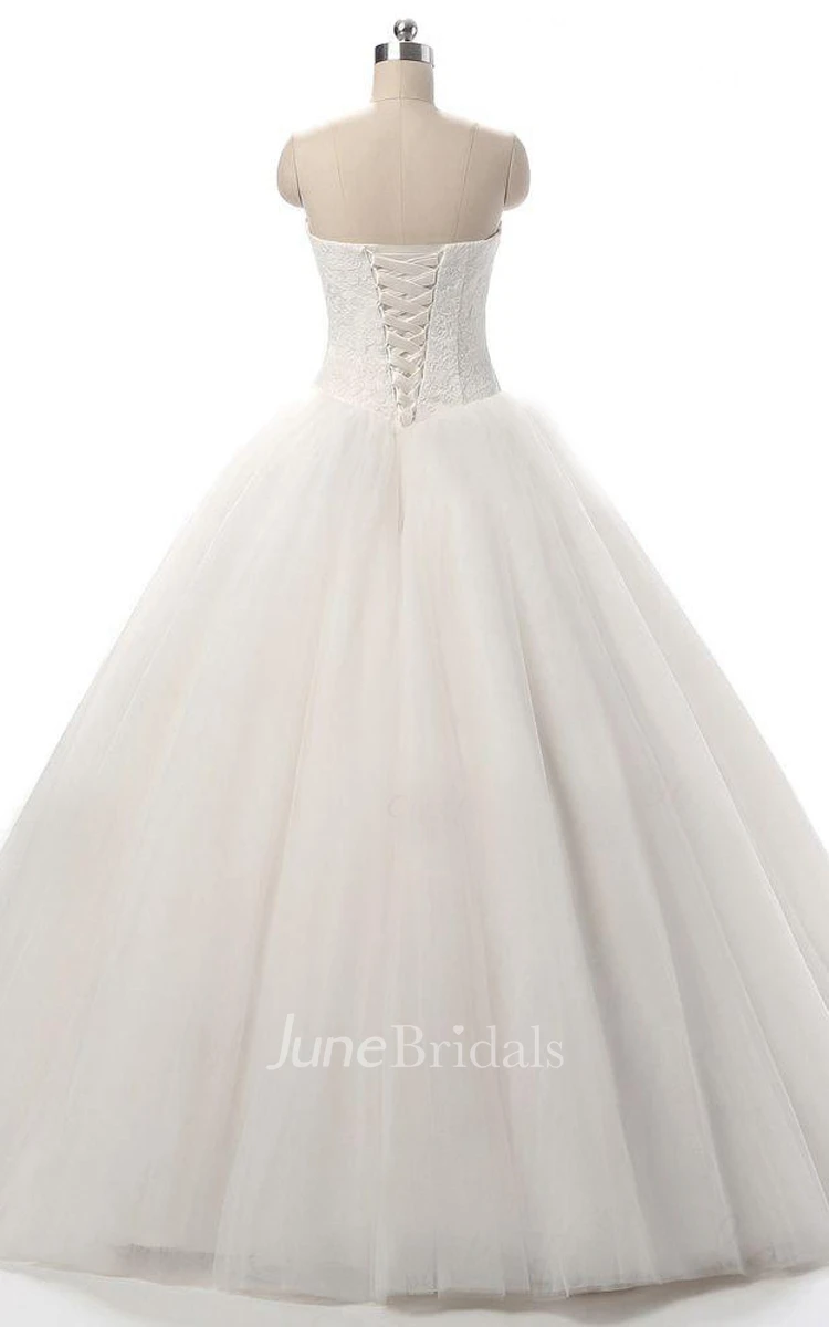 Ball Gown Tulle Lace Weddig Dress With Corset Back