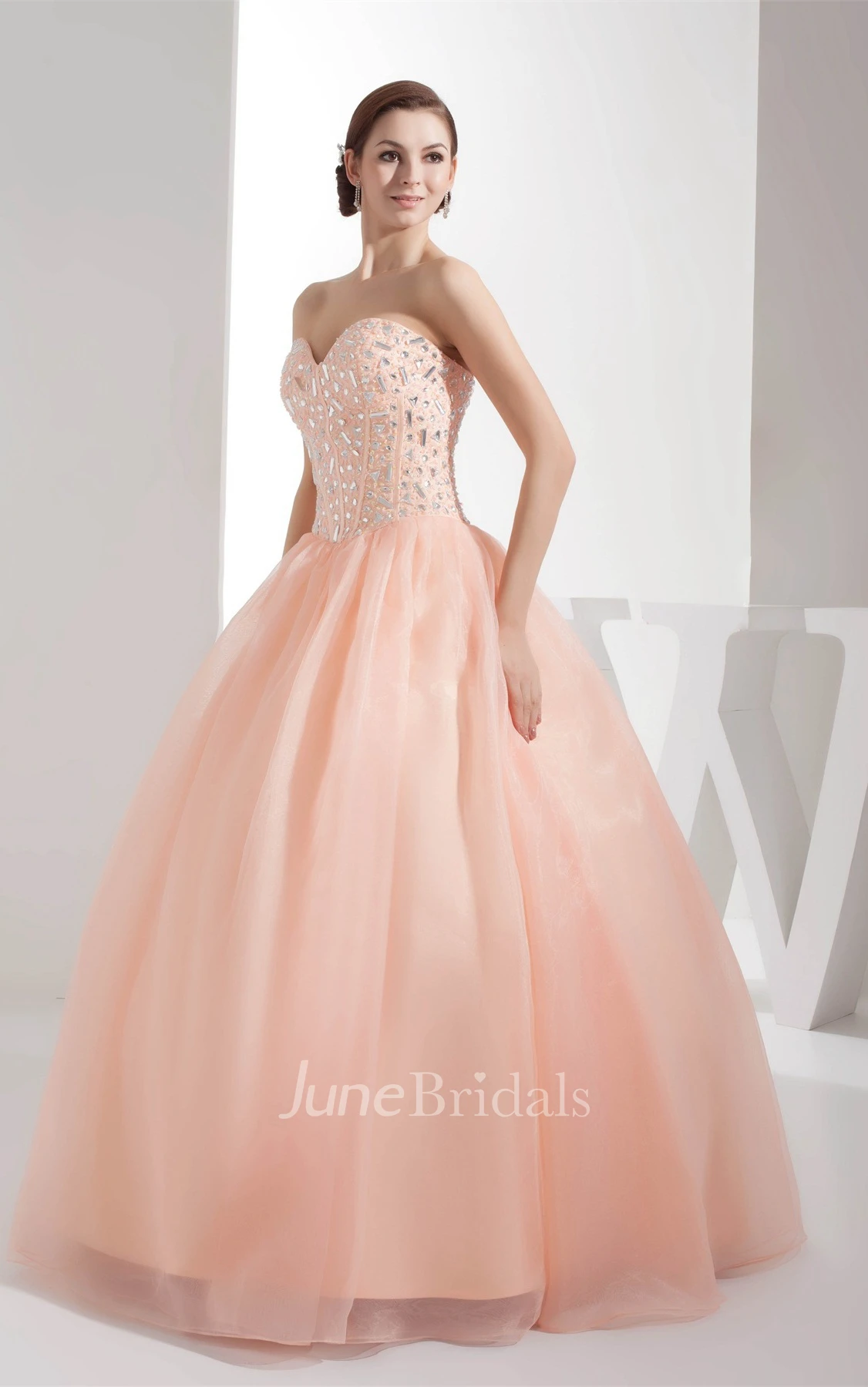 Sweetheart Pleated A-Line Ball Gown with Gemmed Bodice