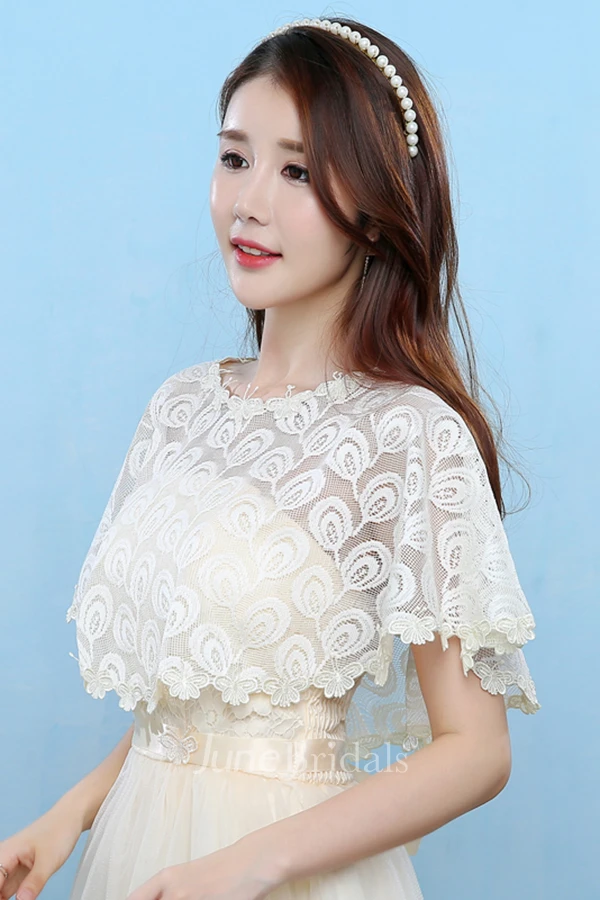 New Lace Champagne Shawl Cape Cape