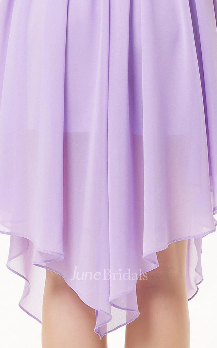 Sleeveless A-line Asymmetrical Dress With Pleats