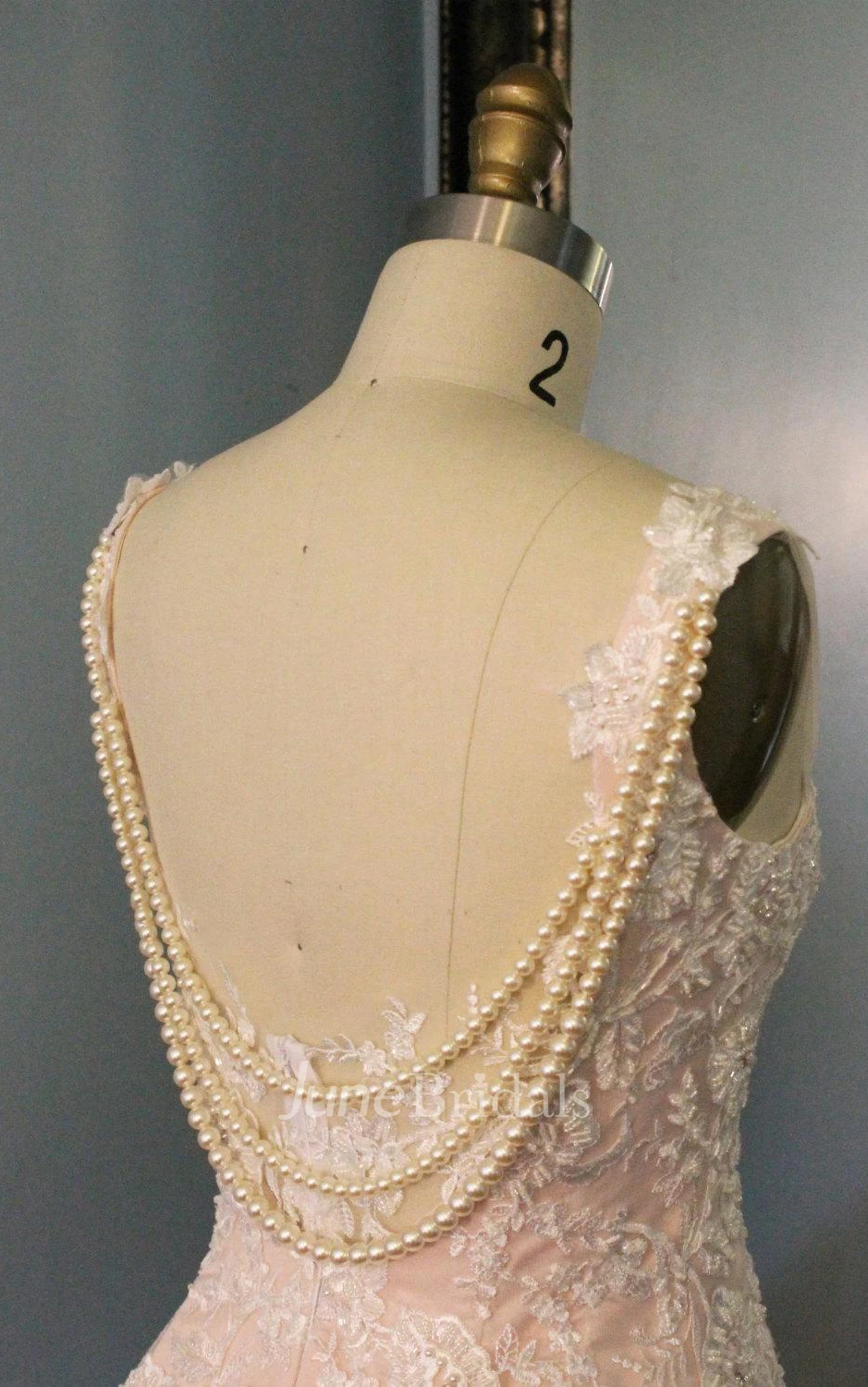 A-Line Lace Satin Weddig Dress With Draping Beading