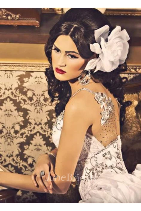 New Sexy Sweetheart Wedding Dresses Organza Mermaid Bling Evening Gowns