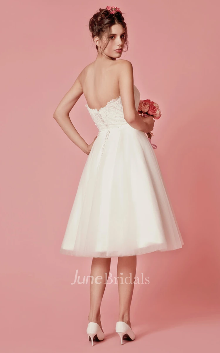 Cap Sleeved A-Line Knee Length Wedding Dress With Jacket