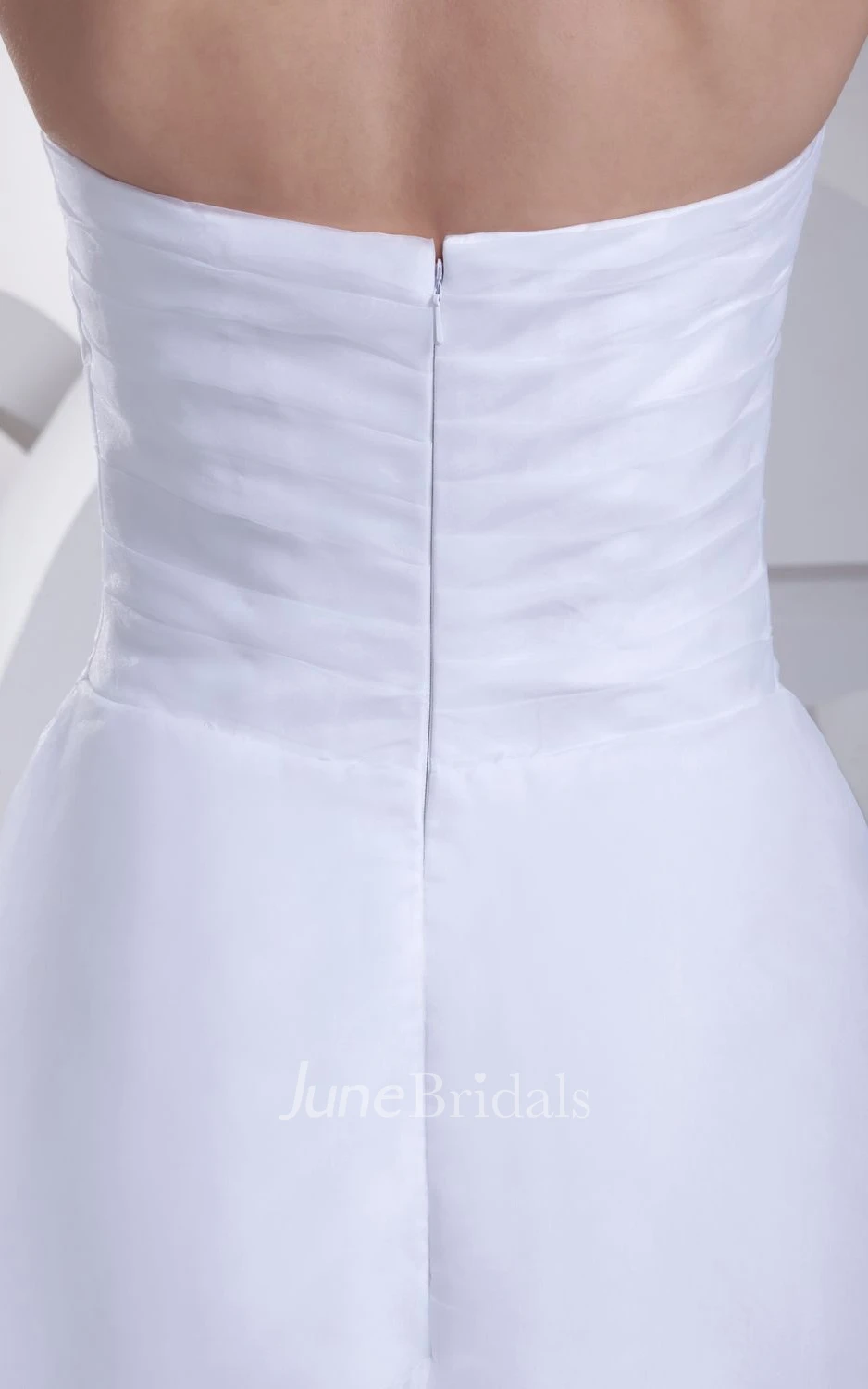 Intricate Strapless Tulle A-Line Dress With Ruching and Broach