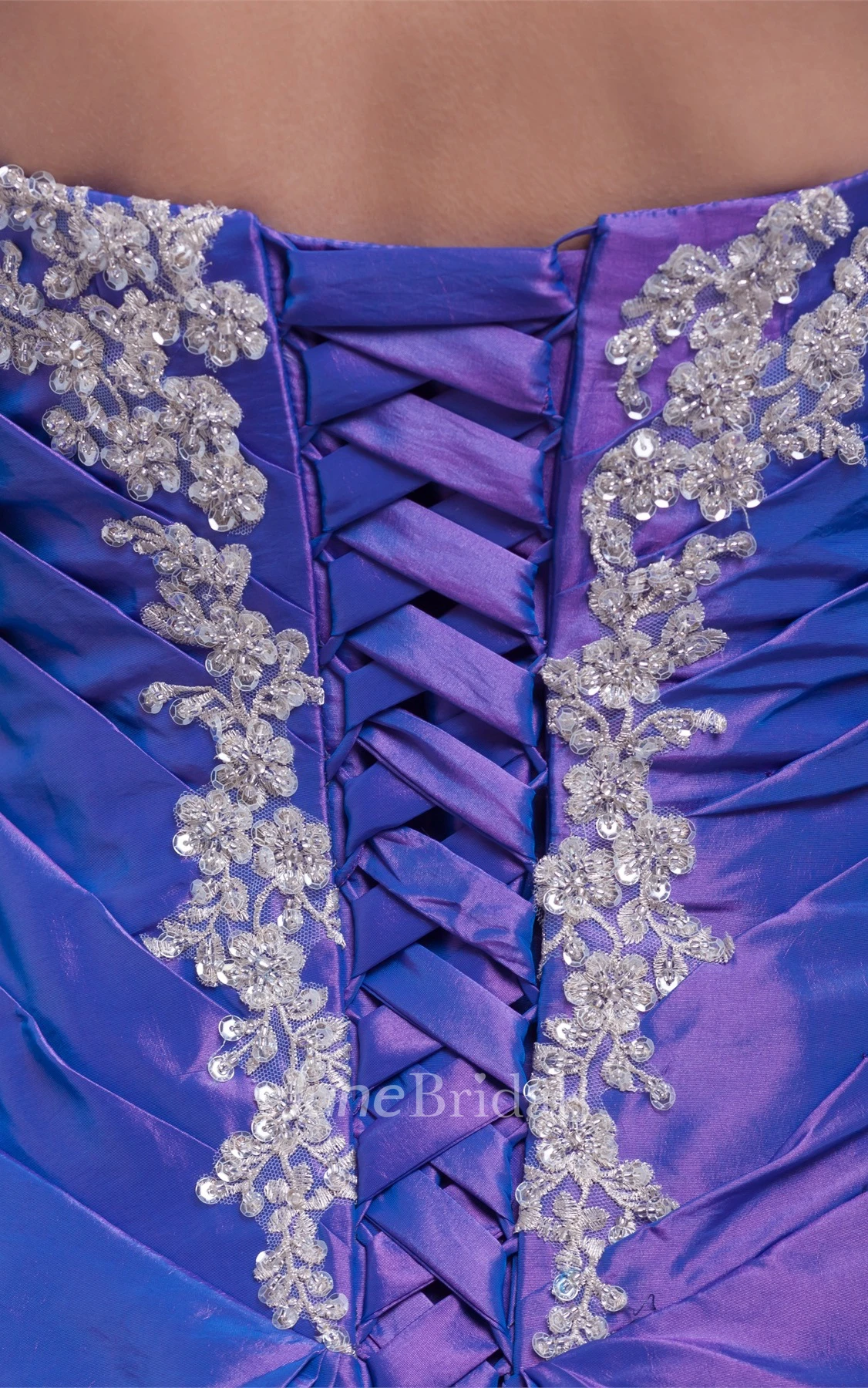 Strapless Pick-Up Ruched Ball Gown with Appliques