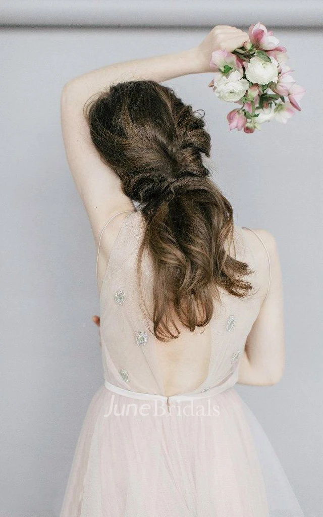 Ethereal Tulle Dress With Pleats And illusion Back