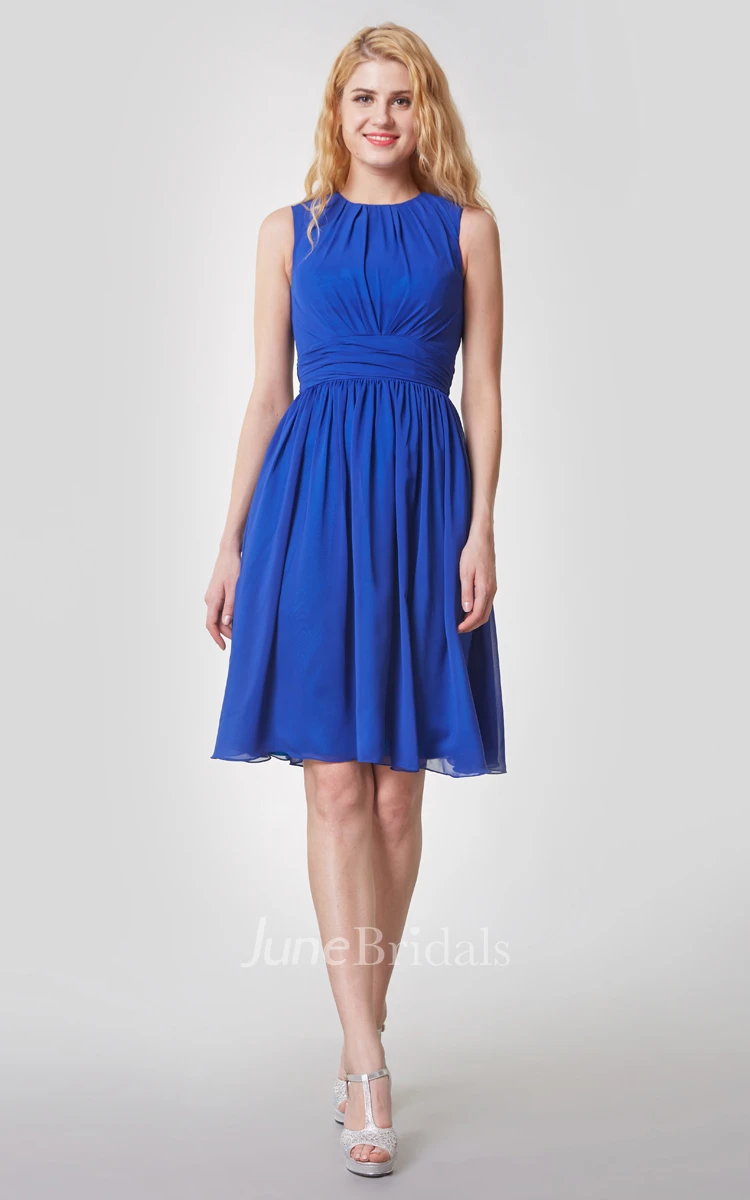 Blue chiffon outlet dress knee length