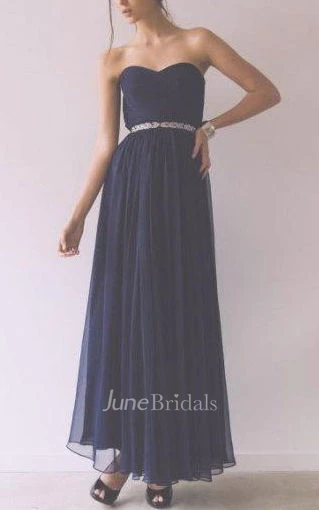 Floor-length Strapless Chiffon Dress
