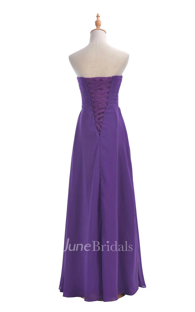Sweetheart Criss-cross Chiffon A-line Dress With Lace-up Back