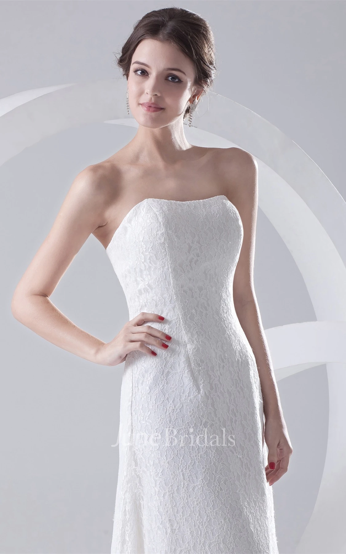 Strapless Lace High-Low Dress with Zipper Back