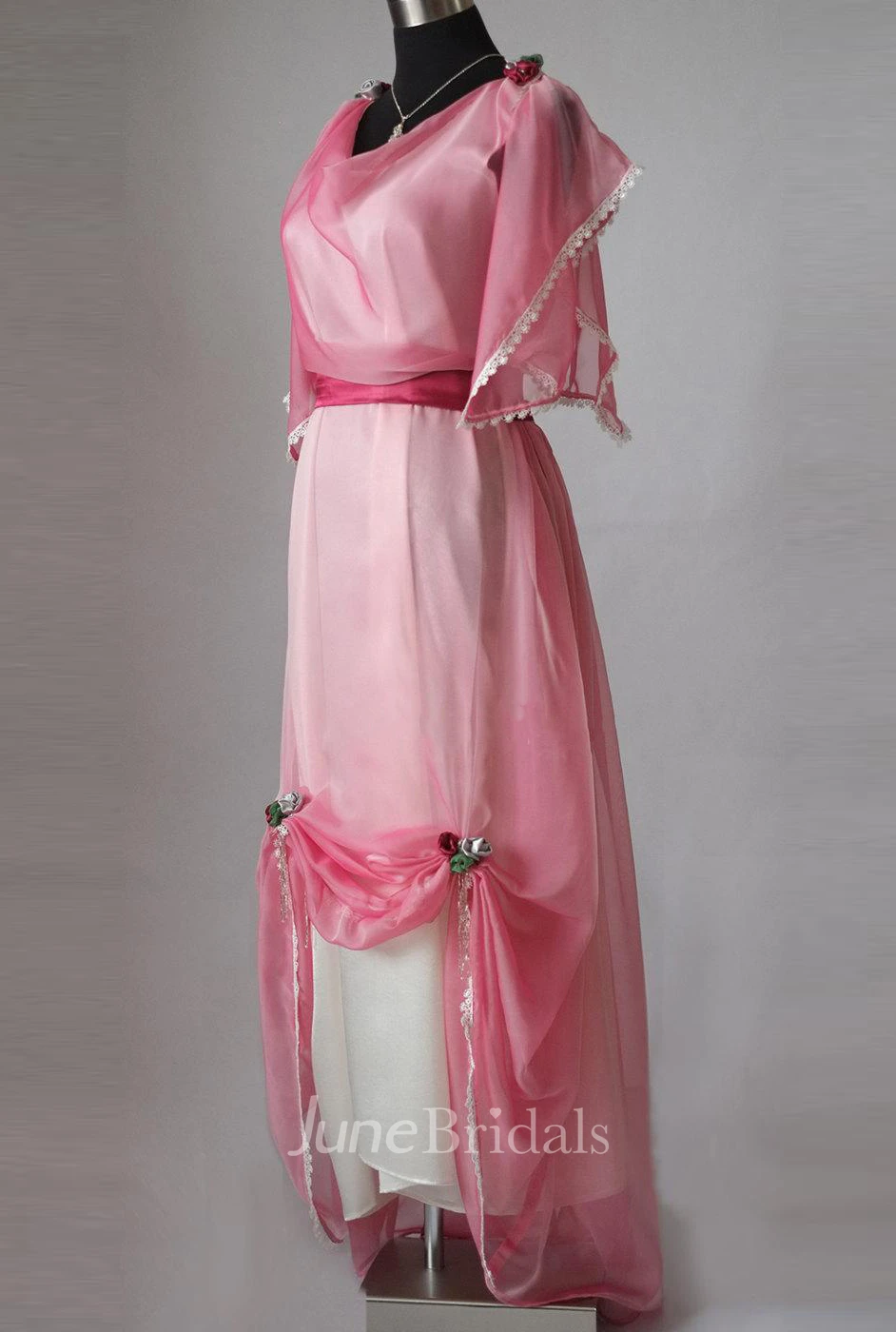 Edwardian Pastel Pink Evening Made In England Downton Abbey Inspired Titanic Styled Dress