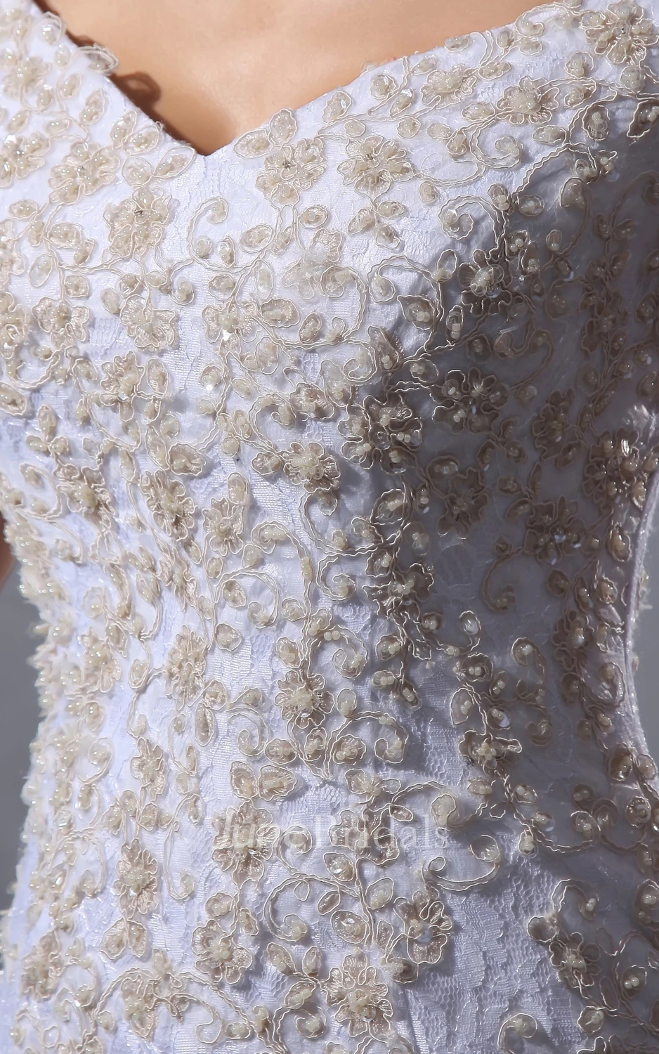 Impressive Laced V-Neck Column Dress With Strapless Court Train