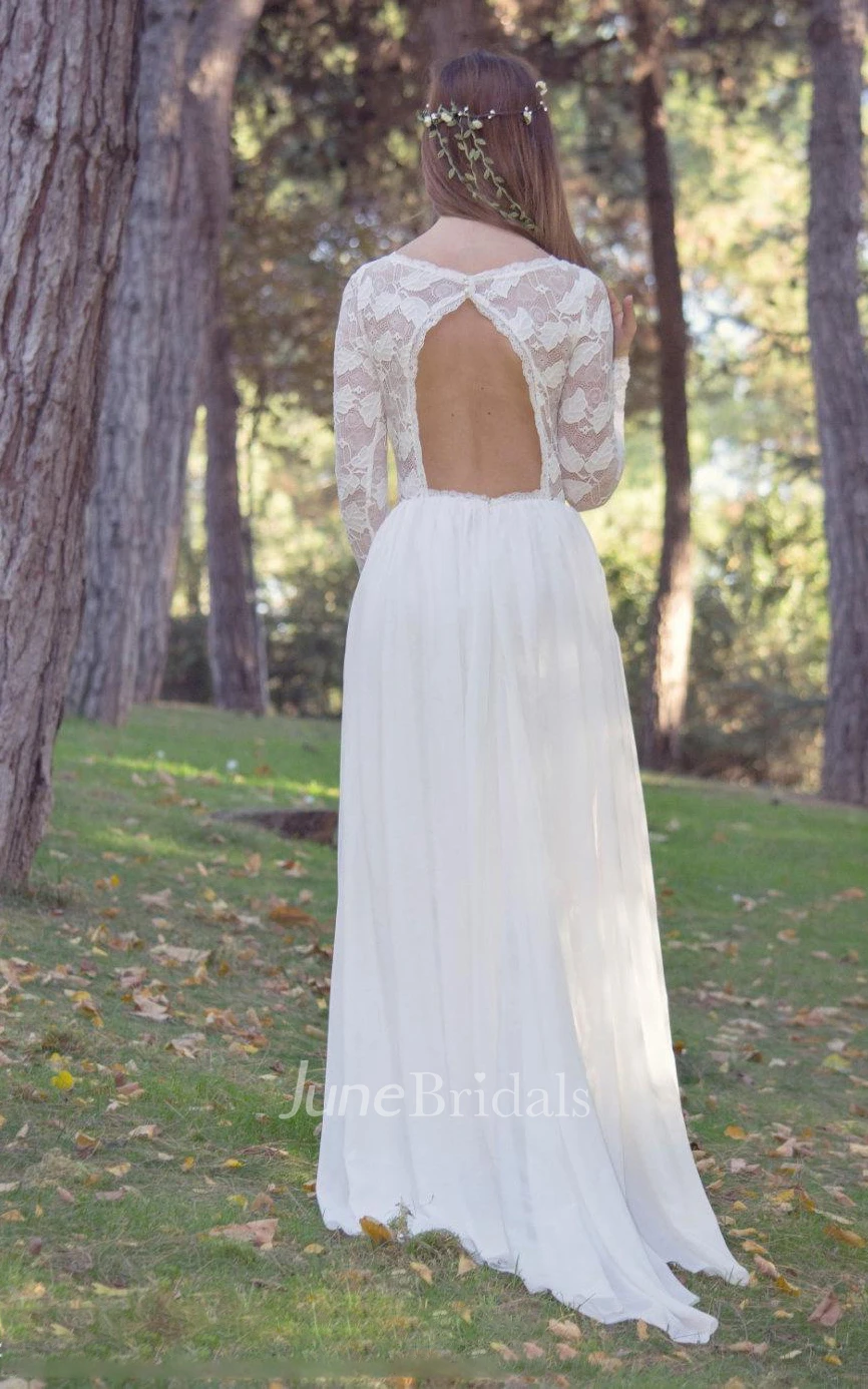 Long Sleeve Chiffon Lace Wedding Dress