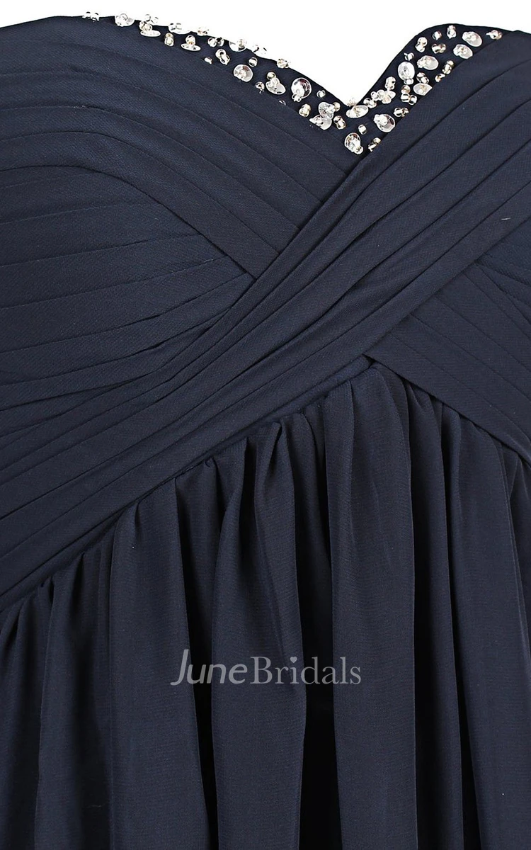 Sweetheart Crystal-beaded Short Dress With Criss-cross