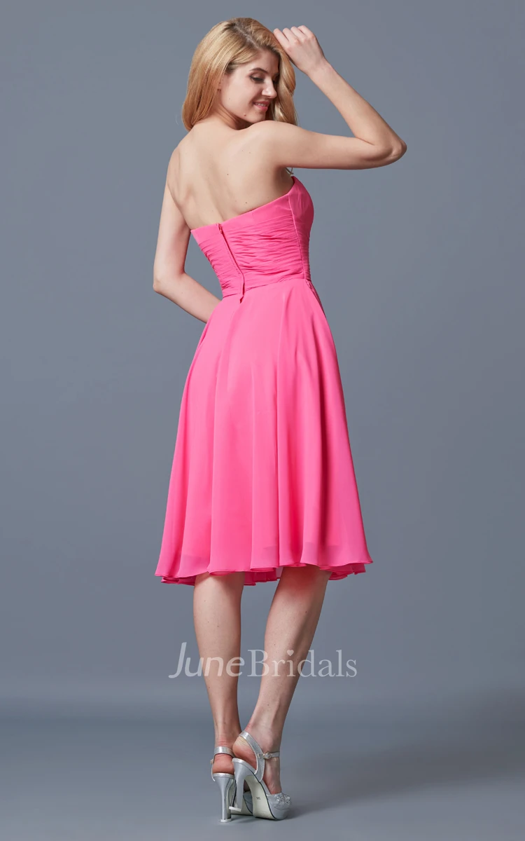 Vibrant Sleeveless Pleated Knee-length Chiffon Dress With Backless
