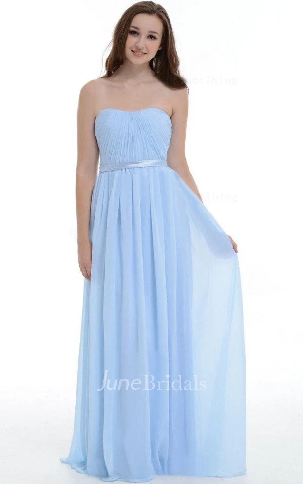 Long Sweetheart Chiffon Dress With Ruffles