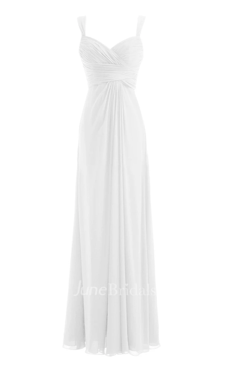 Straps Ruched A-line Gown With Deep-v Back
