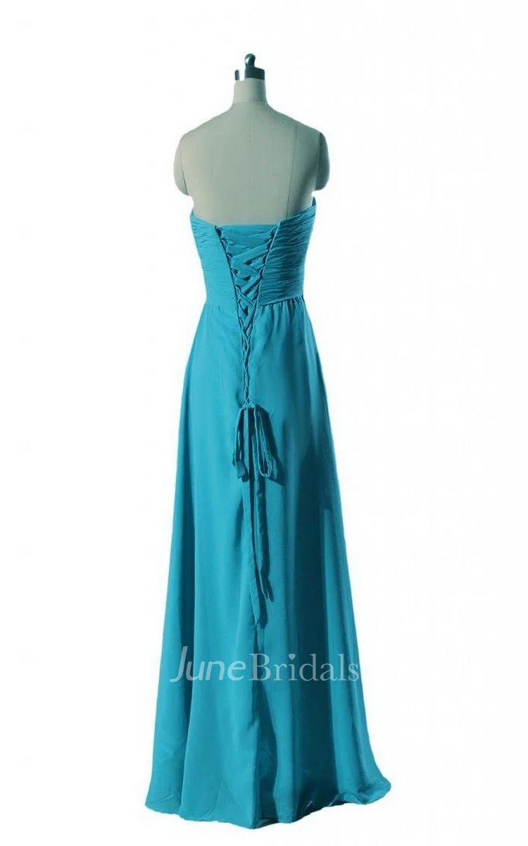 Chic Sweetheart Ruched Empire Gown With Lace-up Back