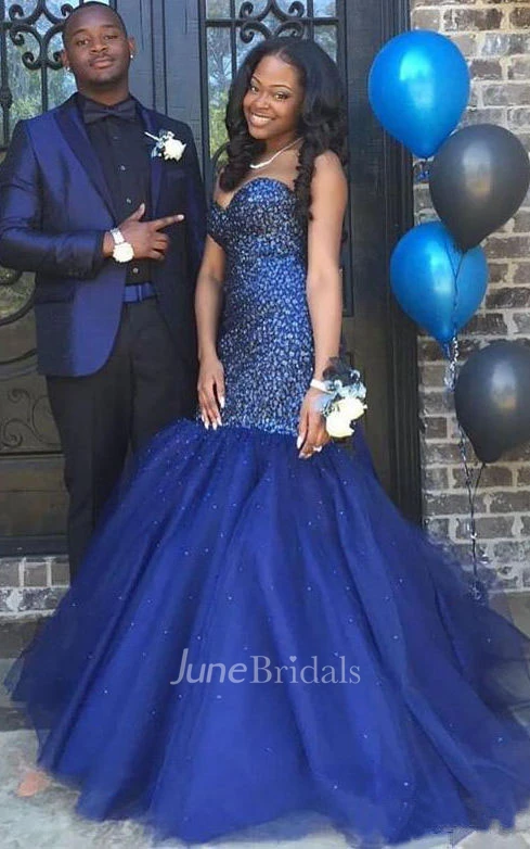 Mermaid Sweetheart Brush Train Tulle Sequins Dress