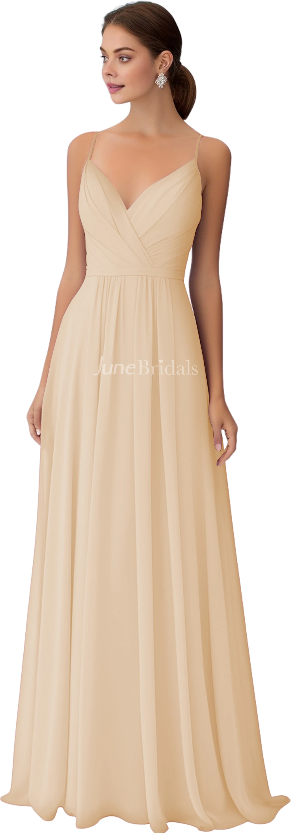 Bohemian V-neck A-Line Chiffon Bridesmaid Dress