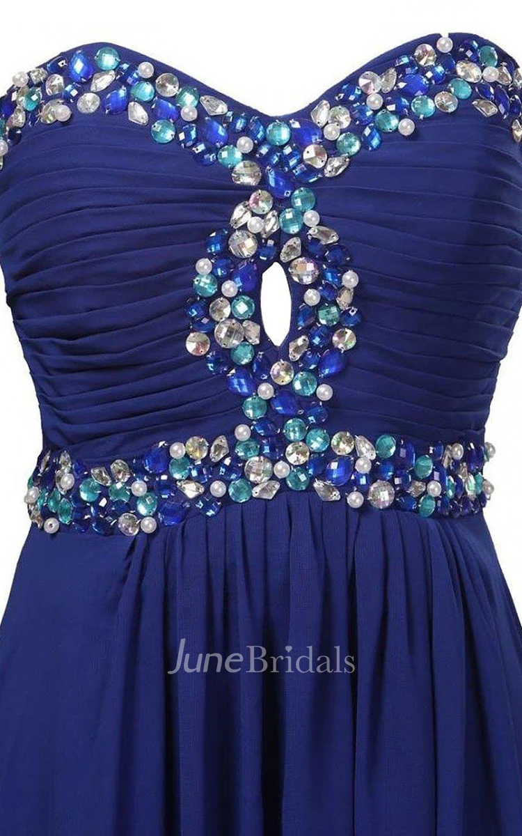 Sweetheart A-line Chiffon Gown With Rhinestones Detail