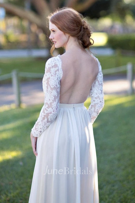 Romantic Long A-Line Wedding Dress With Lace Bodice on Tulle