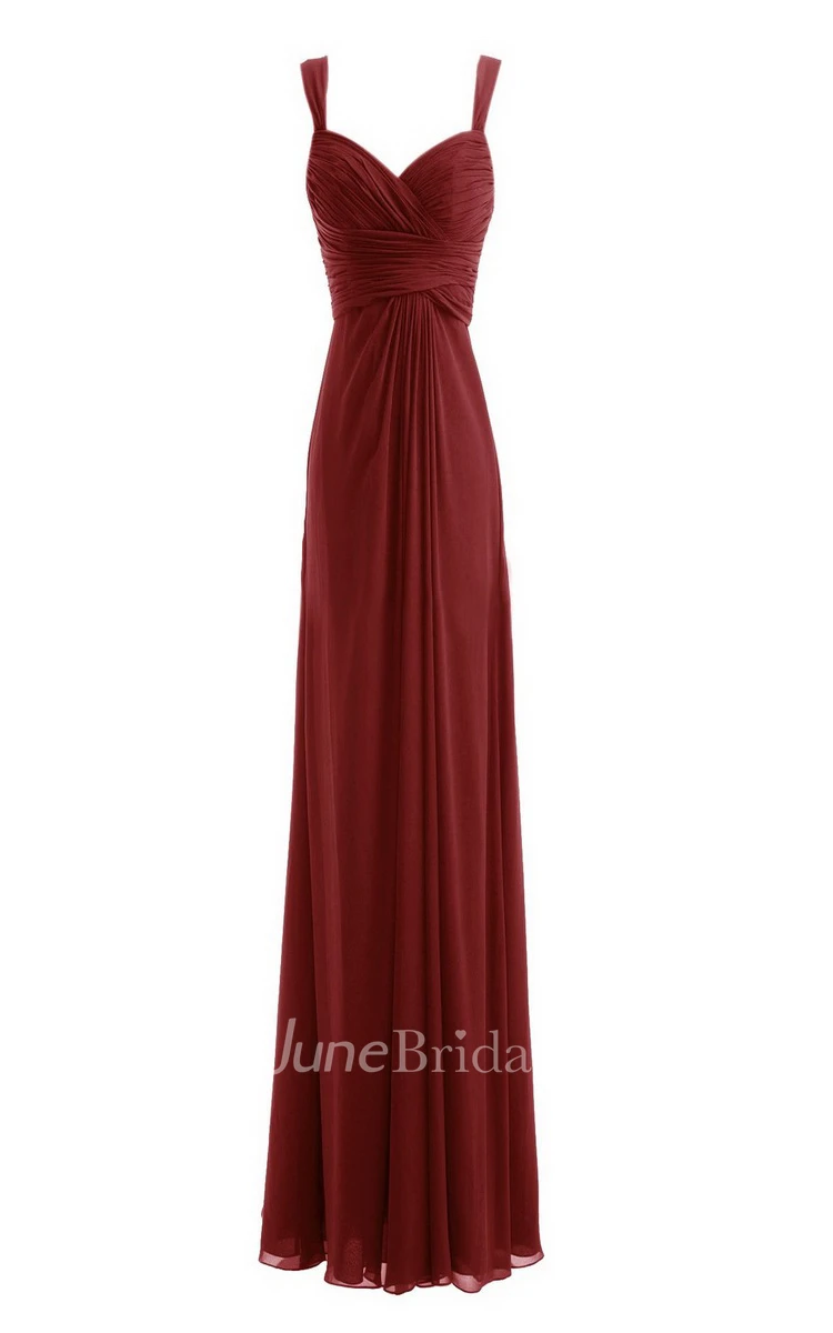 Sleeveless Empire Chiffon Dress With Criss-cross Ruching