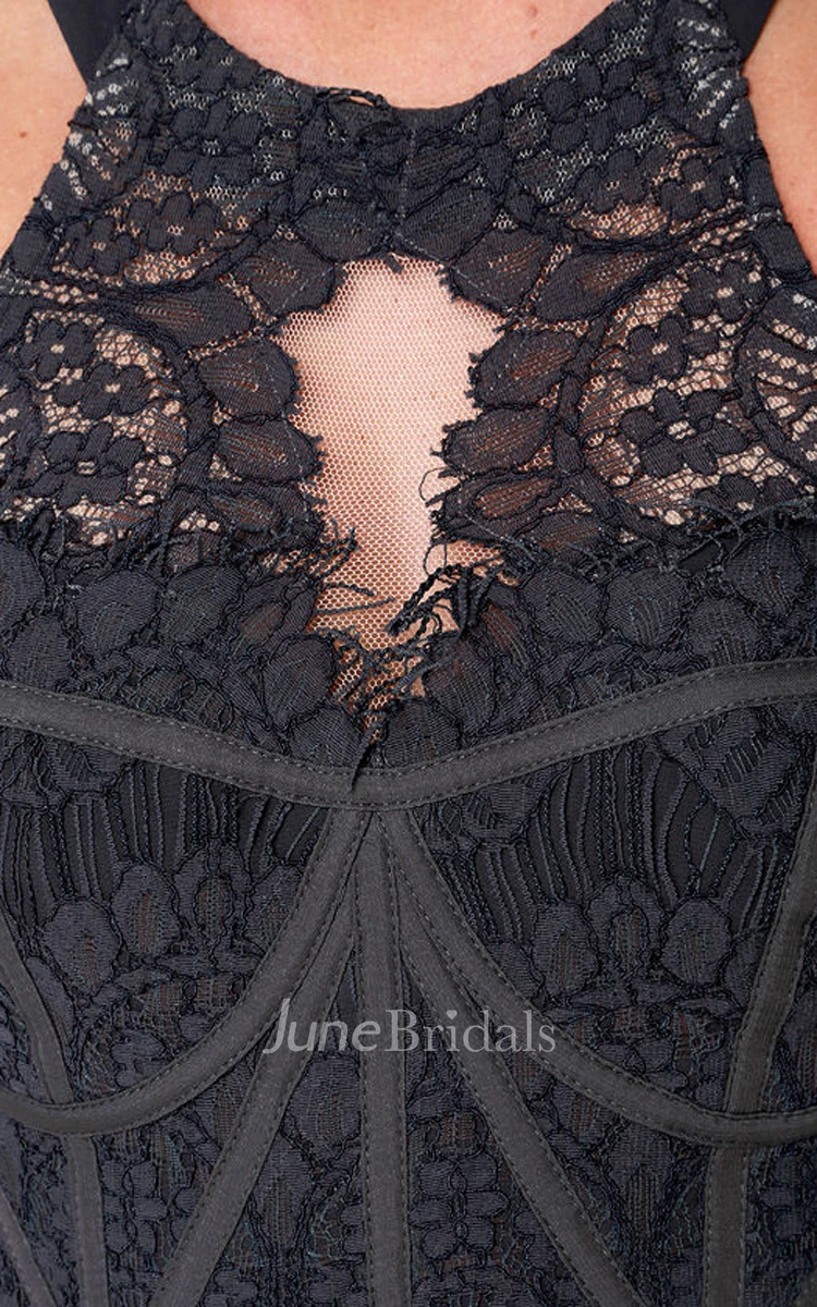 Sleeveless Chiffon Long Noble Dress With Lace Bodice