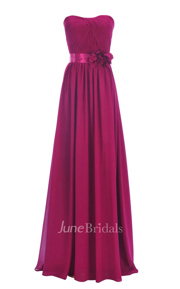 One-shoulder Sweetheart Long Empire Dress With Side Slit