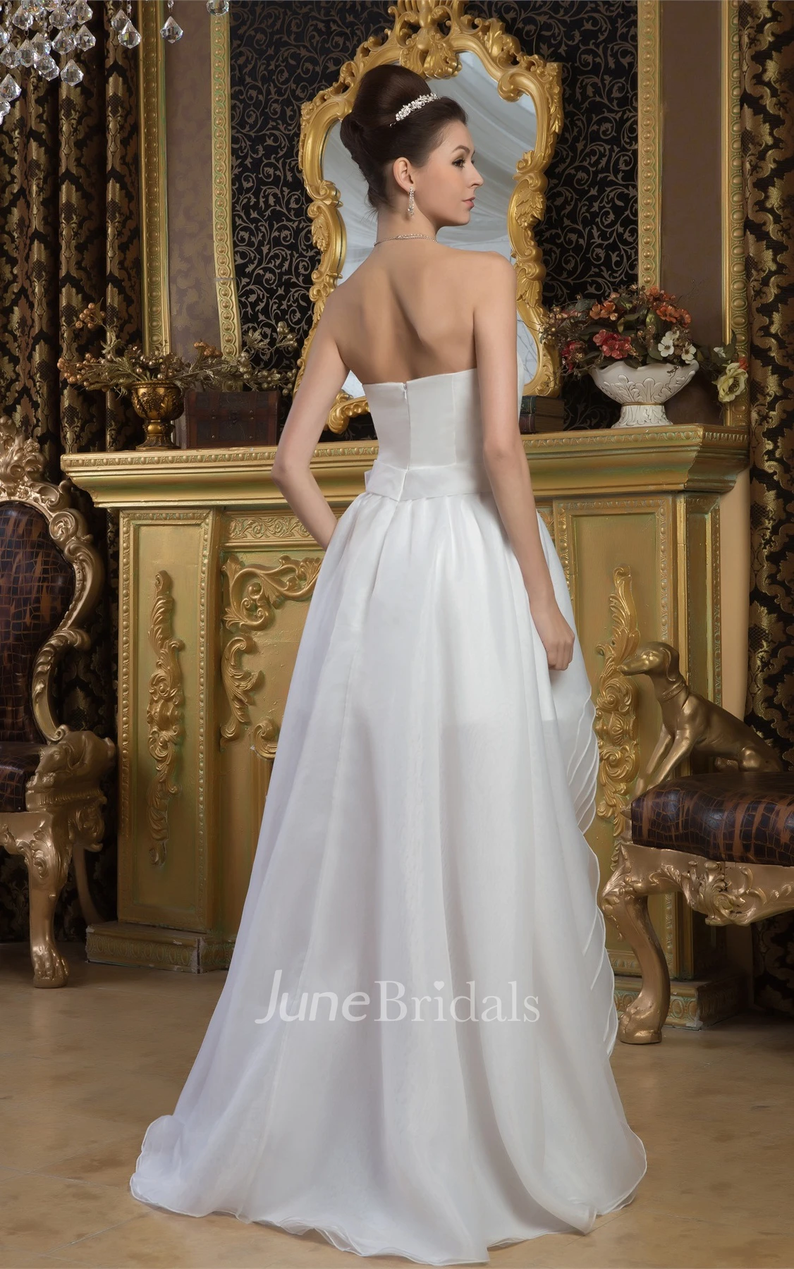 Sweetheart High-Low A-Line Gown with Tiers and Bow