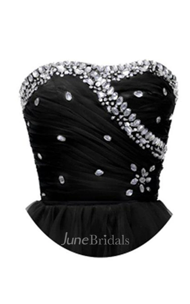 Strapless A-line Dress With Rhinestone Bodice