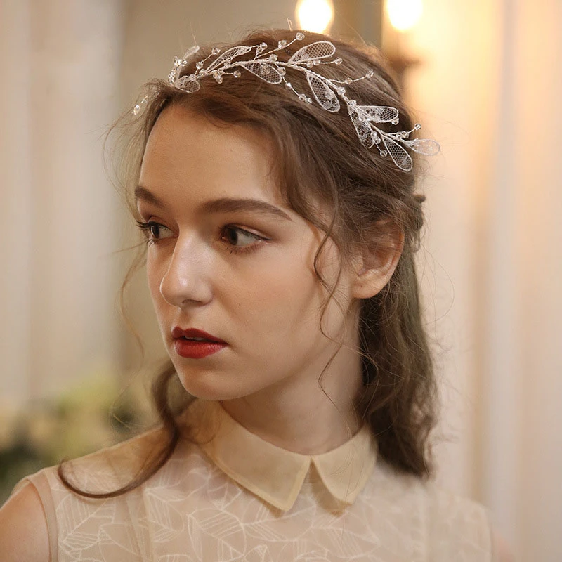 Western Style Silver Lace Crystal Headbands