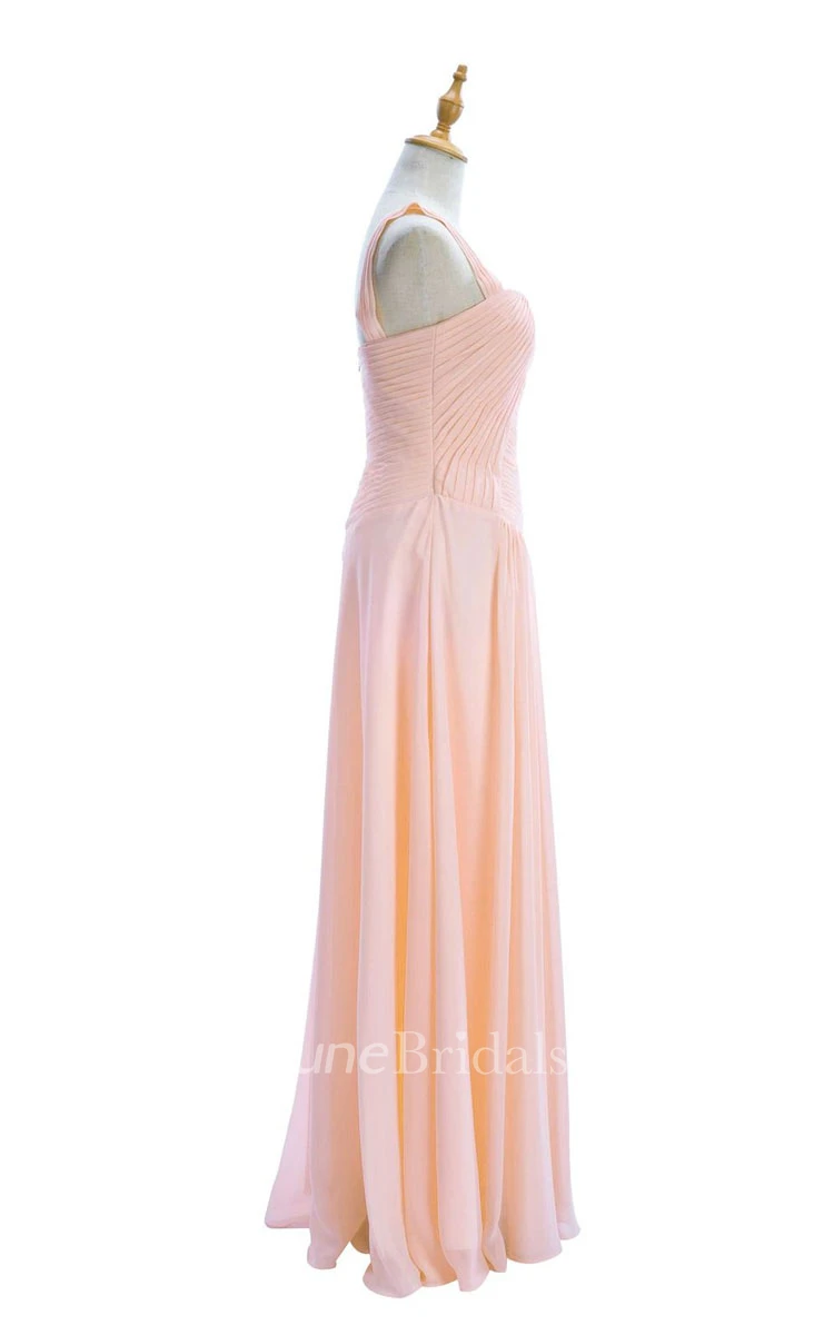 One-shoulder Sweetheart Long Empire Dress With Side Slit