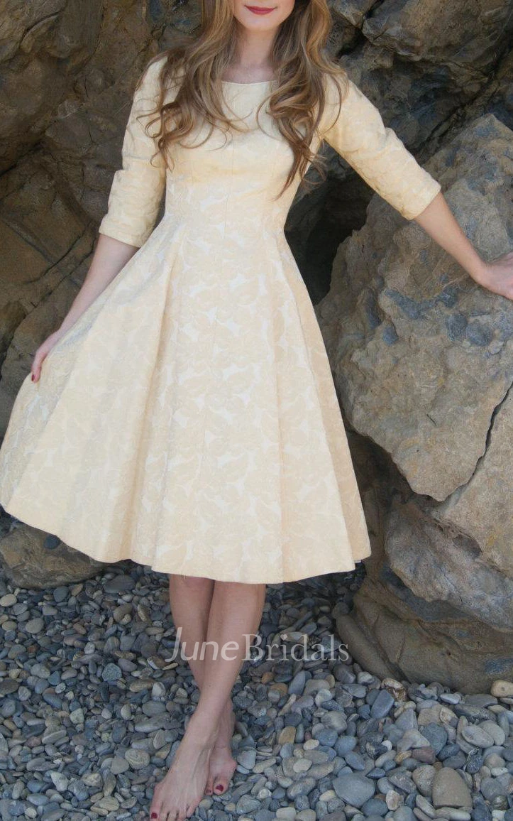 Vintage 1950'S Gold Buttercream Rose Brocade Size Xs W 24 Dress