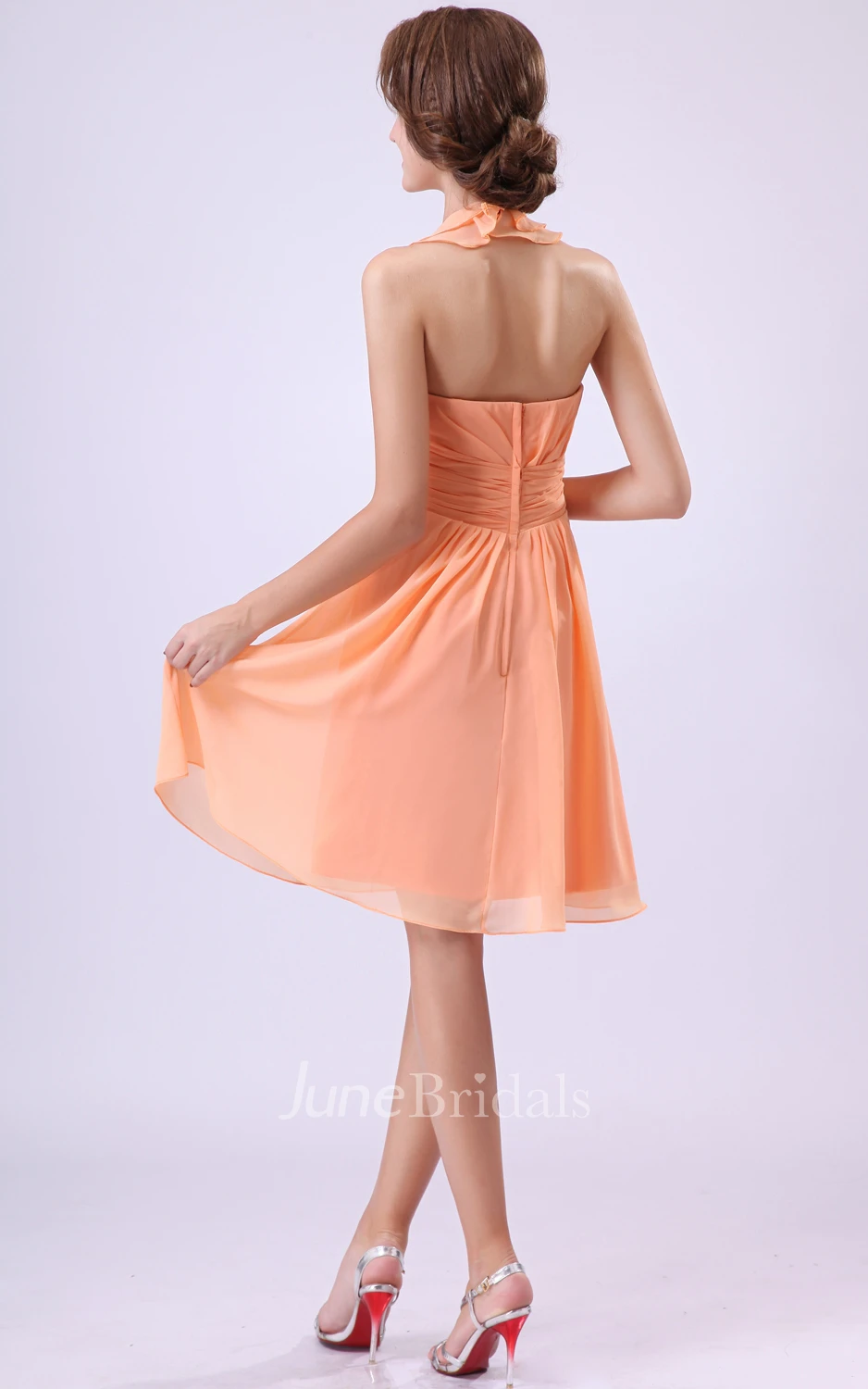 Alluring Style Dress With Ruffled Neckline And Draping