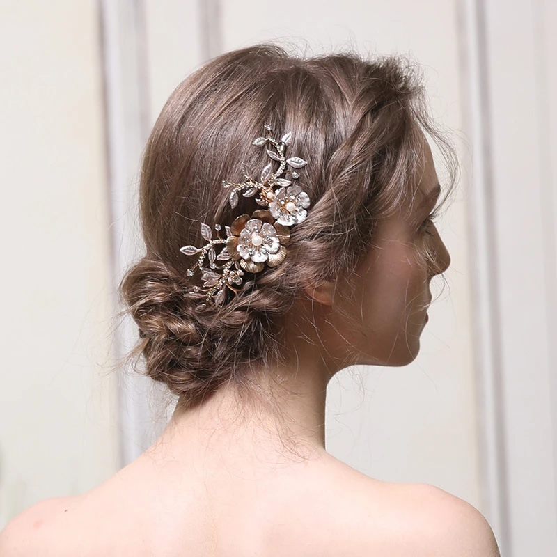 Handmade Floral Shining Bridal Hair Combs