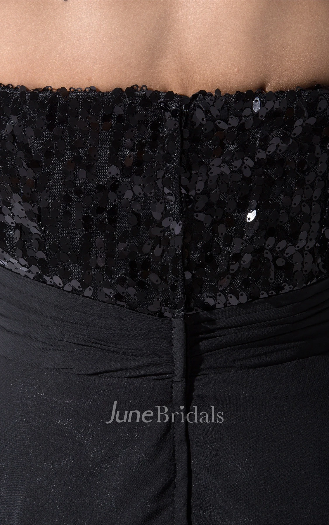 Sweetheart A-Line Midi Dress with Flower and Sequined Top