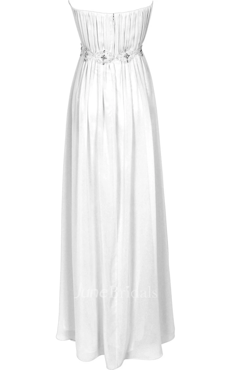 Strapless Ruffle Chiffon Dress With Beading