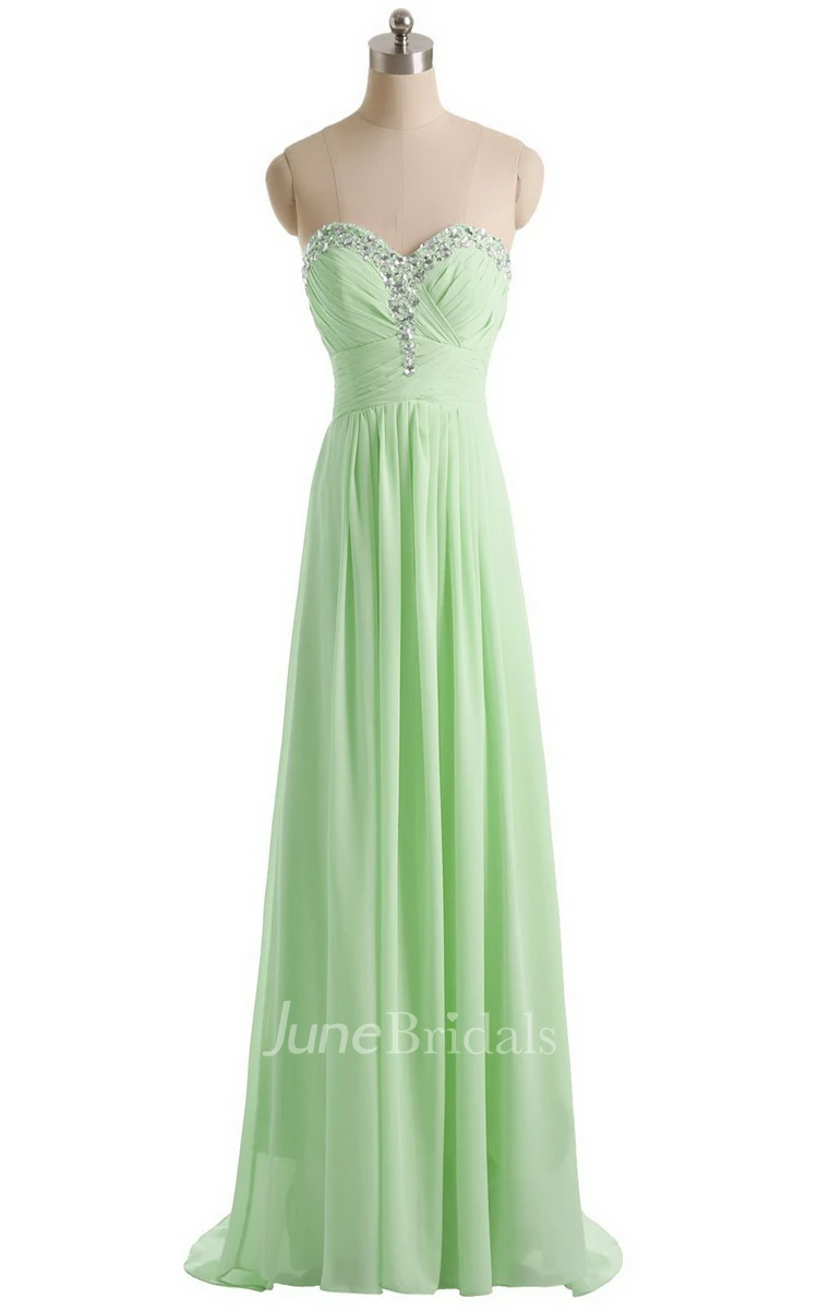 Sweetheart Crystal-beaded A-line Gown With Train