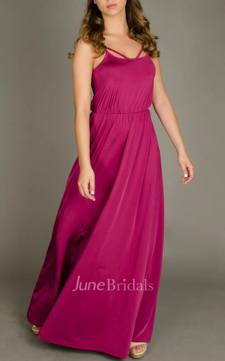 Floor-length Strapped Sleeveless Sleeve Dress