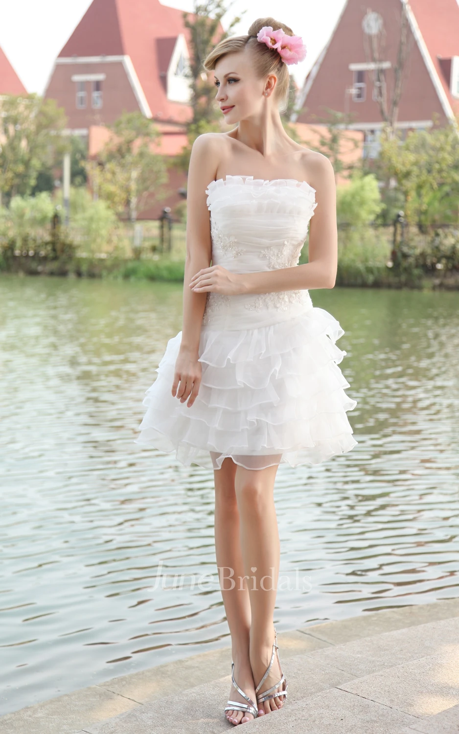 Romantic Strapless Organza Gown With Layered Ruffles